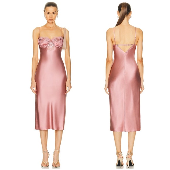 Fleur du Mal Dresses & Skirts - Fleur Du Mal Sequin Violet Embroidery Slip Midi Dress NWT